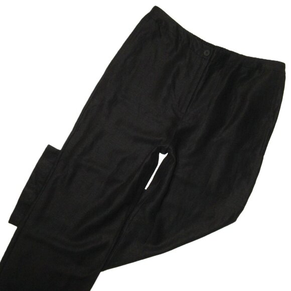 NWT Eileen Fisher Wide Leg Trouser in Black Tencel Linen Slub Blend Pants L - Picture 5 of 10